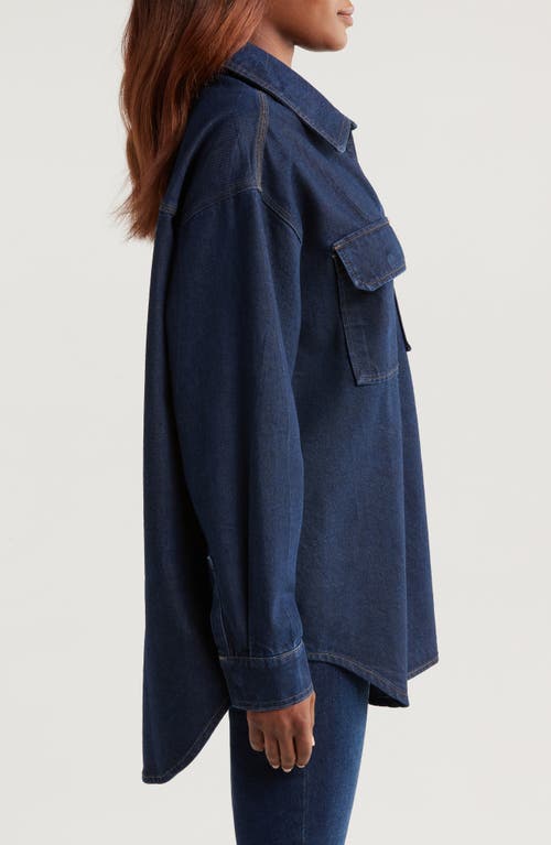 Shop Good American Oversize Denim Shirt In Indigo716