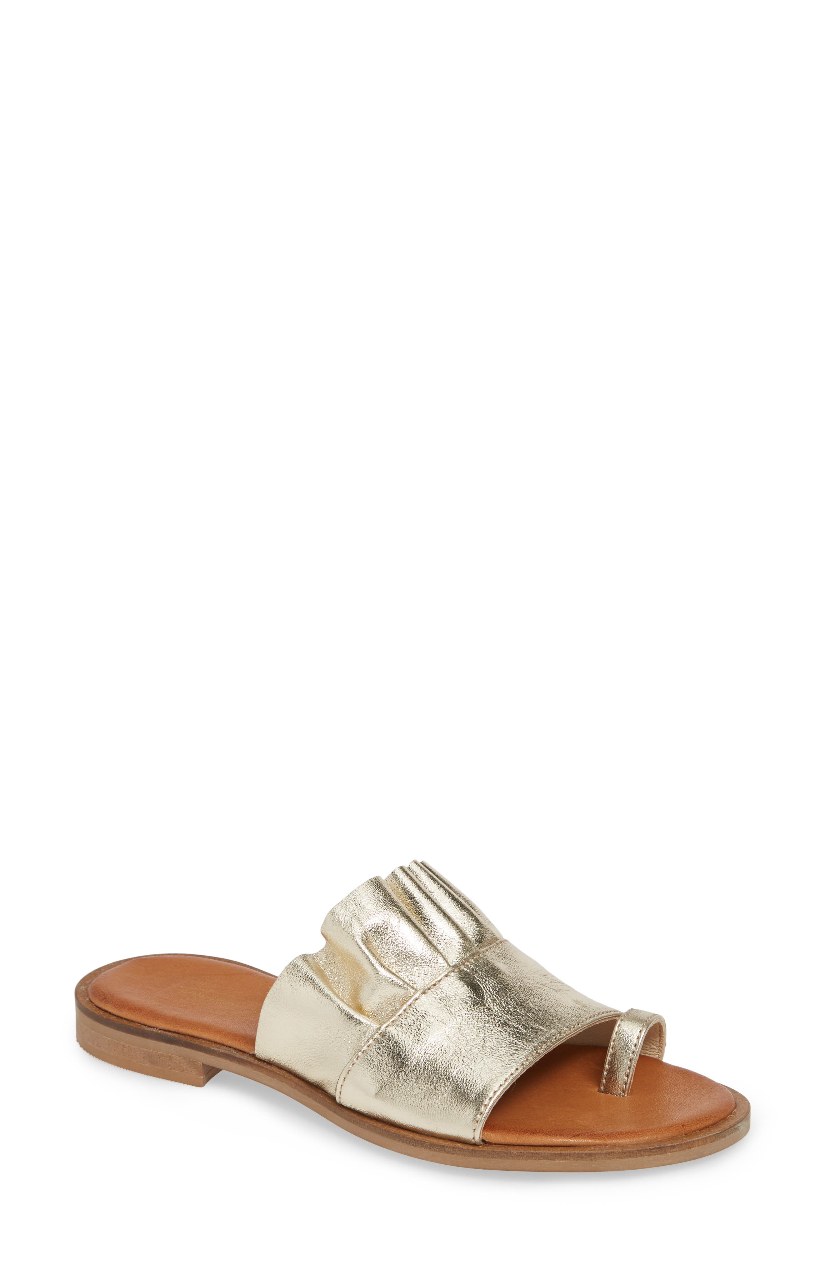 Sheridan Mia Bee Metallic Ruffle Slide Sandal