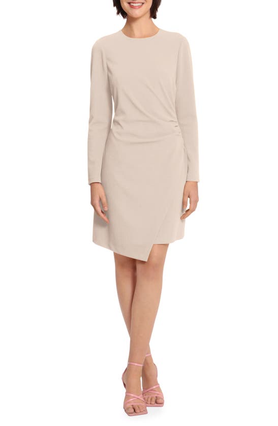 Donna Morgan Long Sleeve Ruched Sheath Dress In Horn