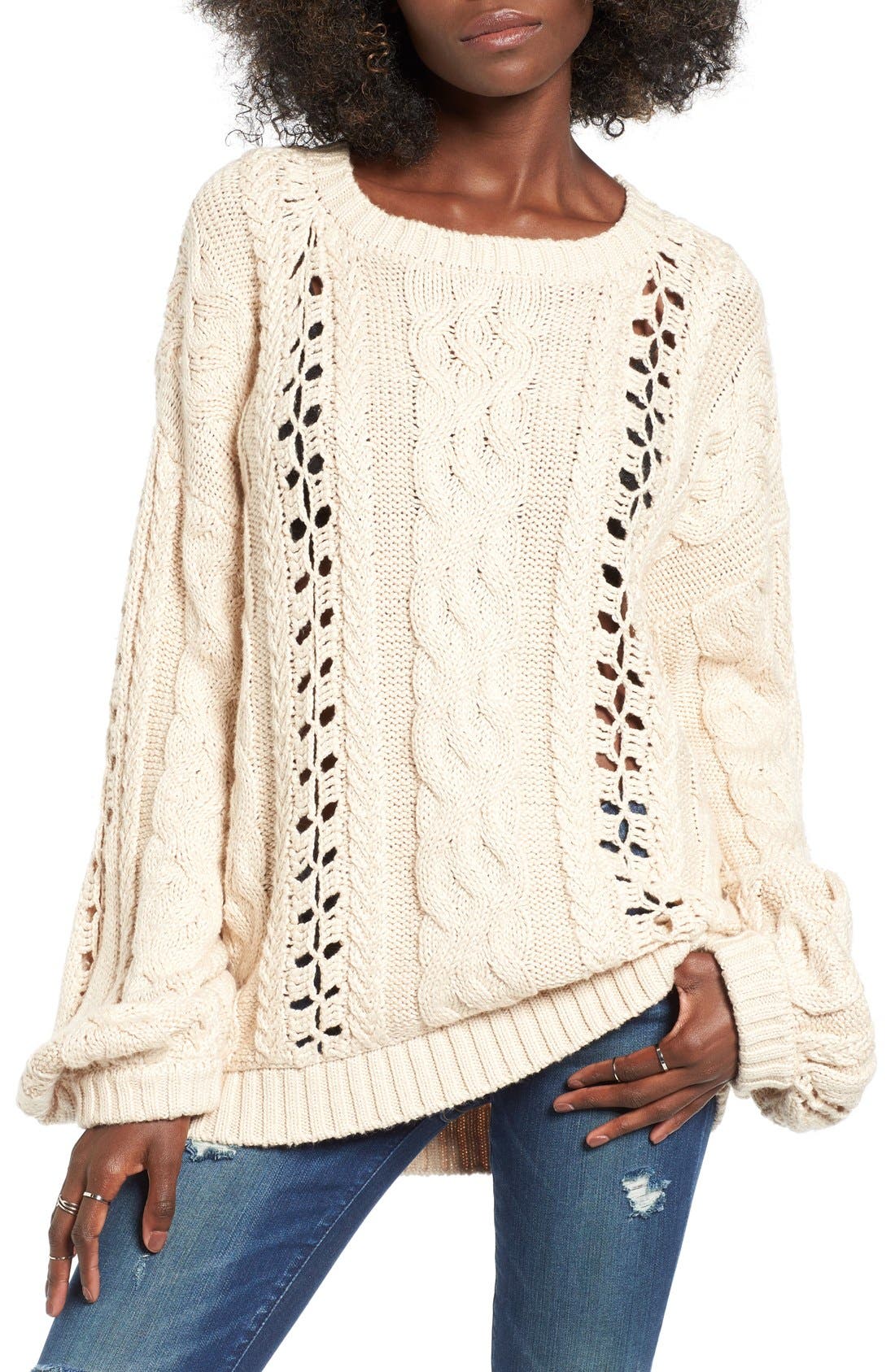 For Love & Lemons Wythe Cable Knit Sweater Nordstrom