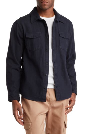 Slate & Stone Cotton Flannel Shirt Jacket In Navy