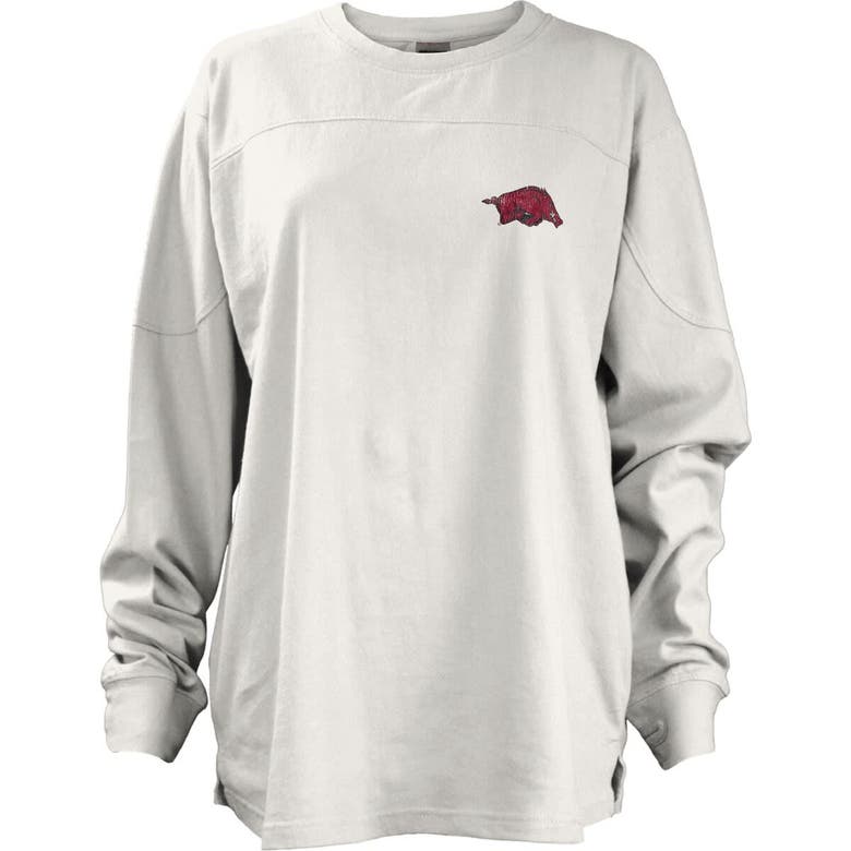 Shop Pressbox White Arkansas Razorbacks Pennant Stack Oversized Long Sleeve T-shirt