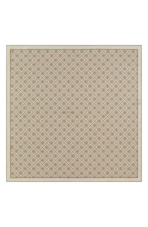 Tory Burch T Monogram Double-sided Silk Square Scarf In Natural Khaki