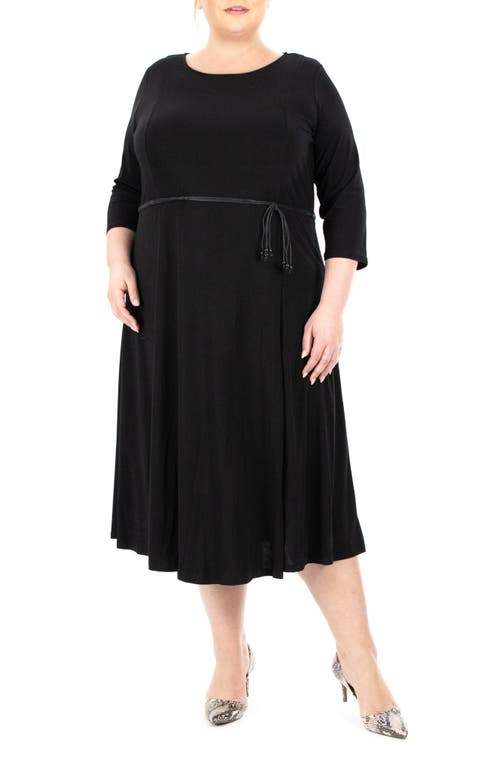 Shop Nina Leonard Sylvia Tie Waist Dress In Black