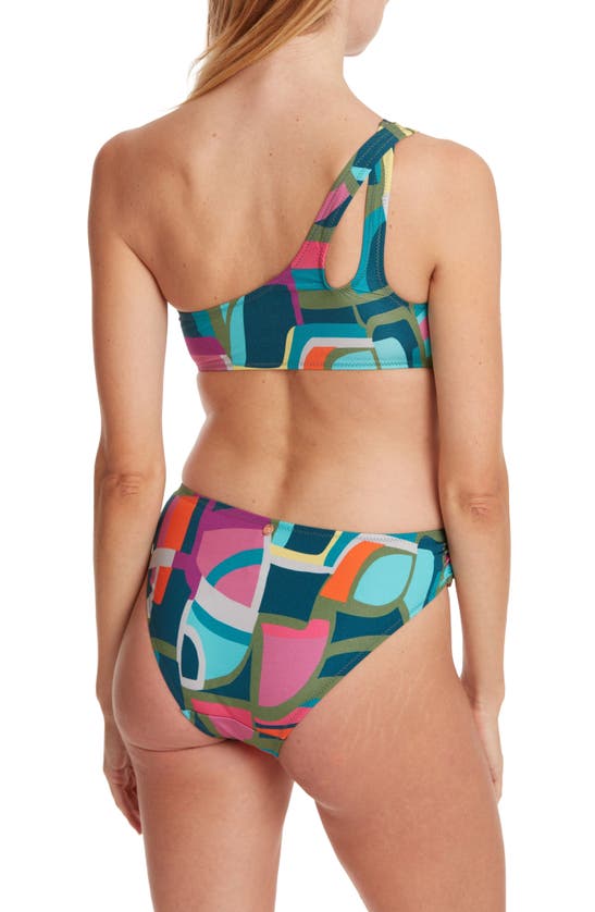 Shop Cache Coeur Moshi One-shoulder One-piece Maternity Swimsuit In Blue Multi