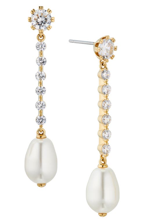 Nadri Crystal Imitation Pearl Linear Earrings in Gold at Nordstrom