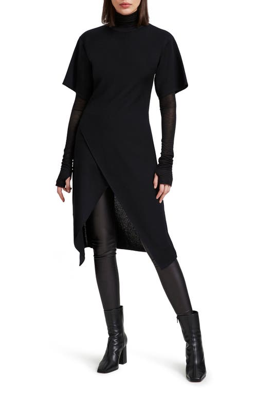 Marcella Koya Turtleneck Merino Wool Tunic Black at Nordstrom,