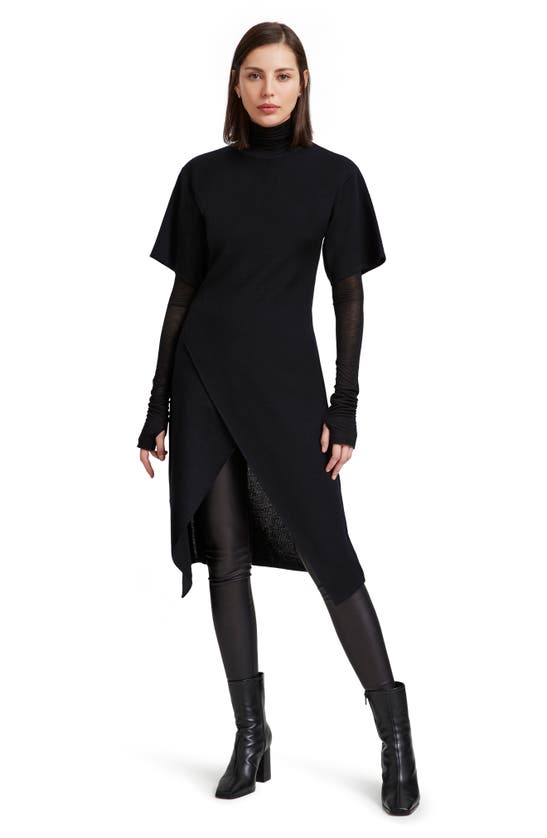 Marcella Koya Turtleneck Merino Wool Tunic In Black