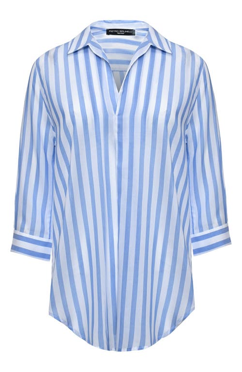 Shop Pietro Brunelli Panarea Stripe Popover Maternity Shirt In Navy