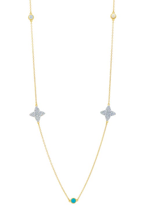 Shop Freida Rothman Brooklyn Coast Clover Disc Station Necklace In Silvr/gld/mother Of Pearl