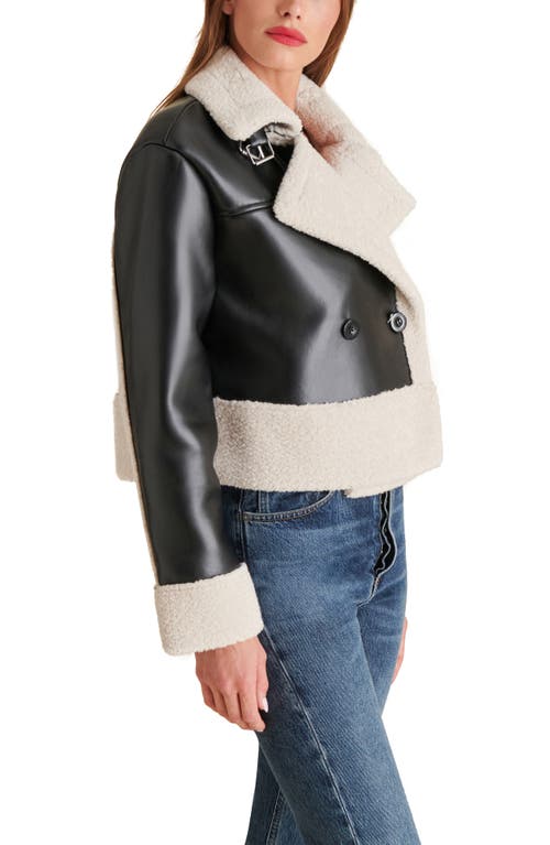 Shop Steve Madden Athen Faux Shearling Aviator Jacket In Black