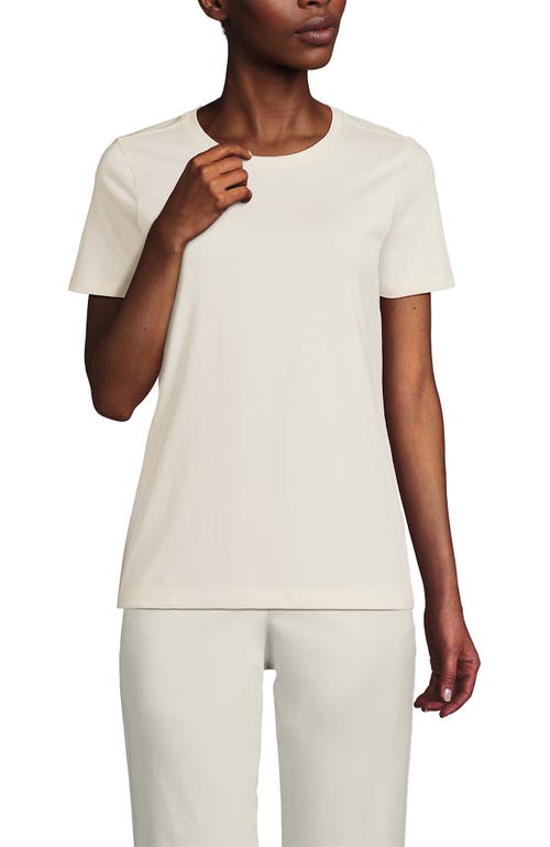 Shop Lands' End Relaxed Supima Cotton Crew Neck T-shirt In Fresh Ivory