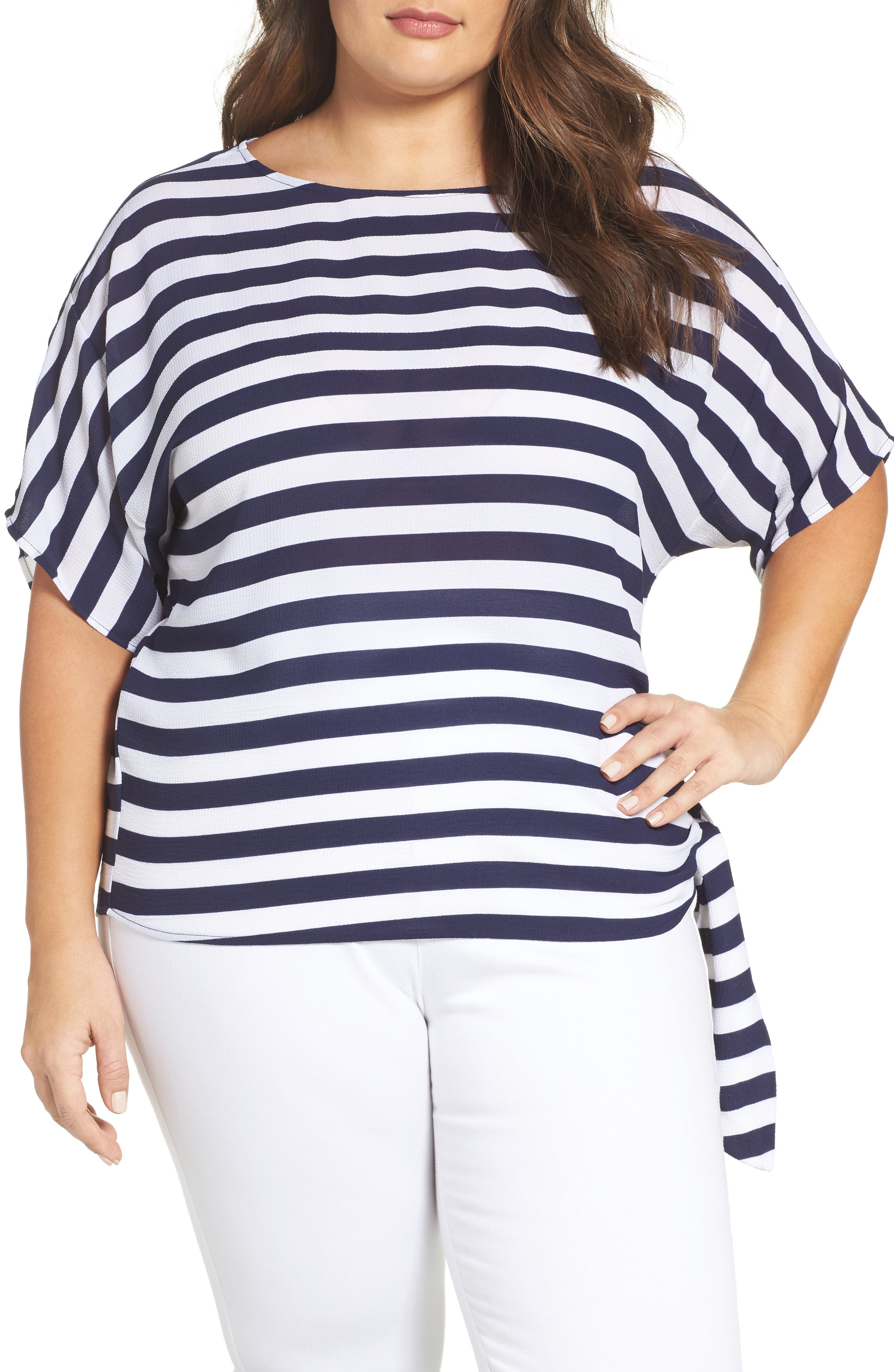 MICHAEL Michael Kors Stripe Side Tie Top (Plus Size) Nordstrom