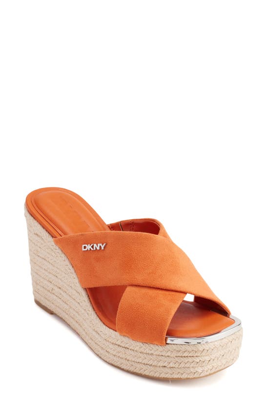 Shop Dkny Maryn Platform Slide Sandal In Orange