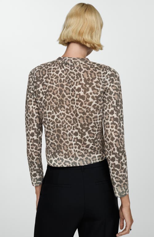 Shop Mango Leopard Print Cardigan In Medium Brown