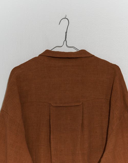 Shop World Of Crow Copper-organic-shacket In Brown