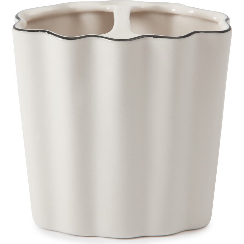 Kassatex Le Marais Porcelain Toothbrush Holder In White/black