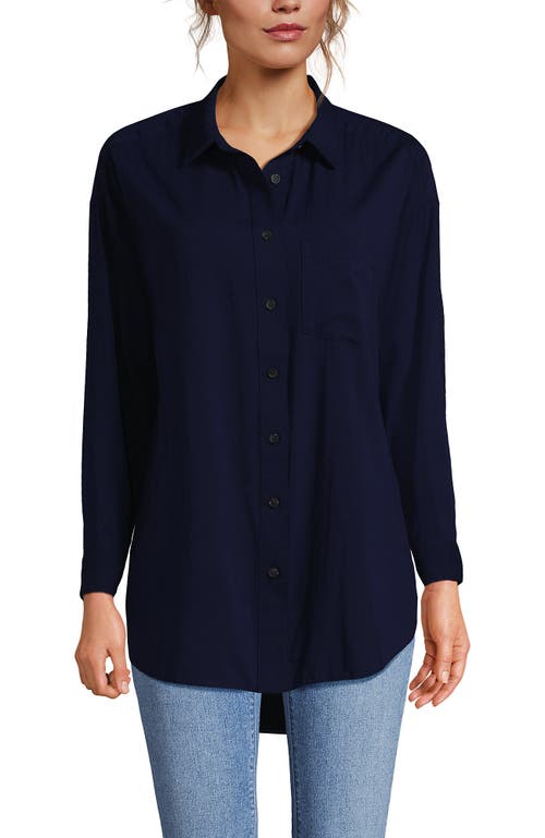 Lands' End Cotton Voile Billowy Oversized Shirt In Deep Sea Navy