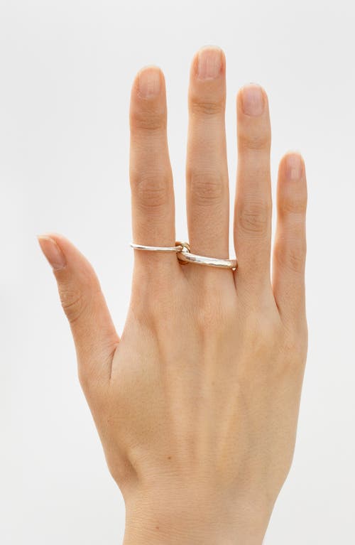 Spinelli Kilcollin Agon Vulcan Stack Ring In Hammered Silver/gold