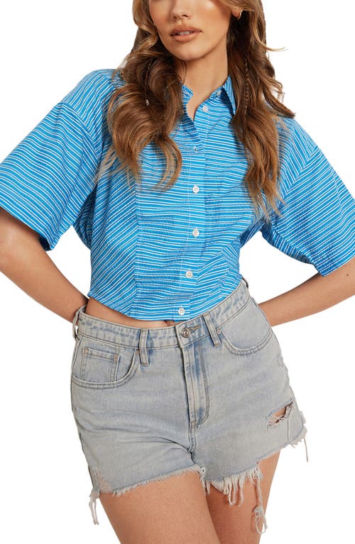 Circus NY Nicole Stripe Cotton Seersucker Button-Up Shirt in Stay In Your Lane Stripe
