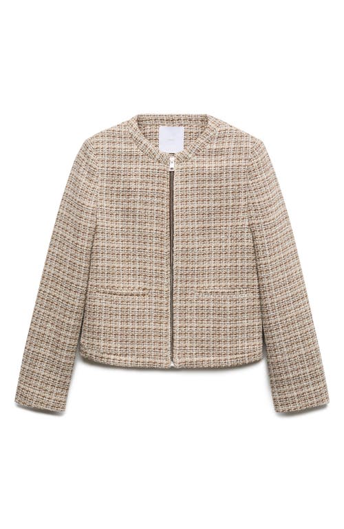 Mango Jacket White In Brown