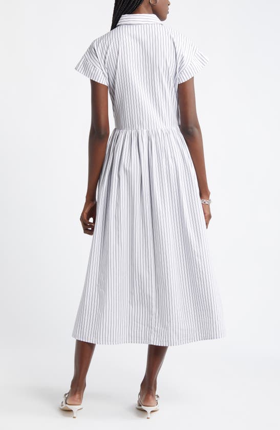 NORDSTROM NORDSTROM DROP WAIST BUTTON FRONT COTTON MIDI DRESS 