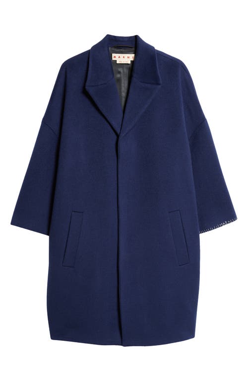 Shop Marni Oversize Wool & Mohair Coat In Light Navy