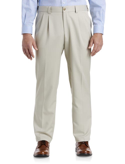 Oak Hill Waist-relaxer Pleated Microfiber Pants In New Khaki