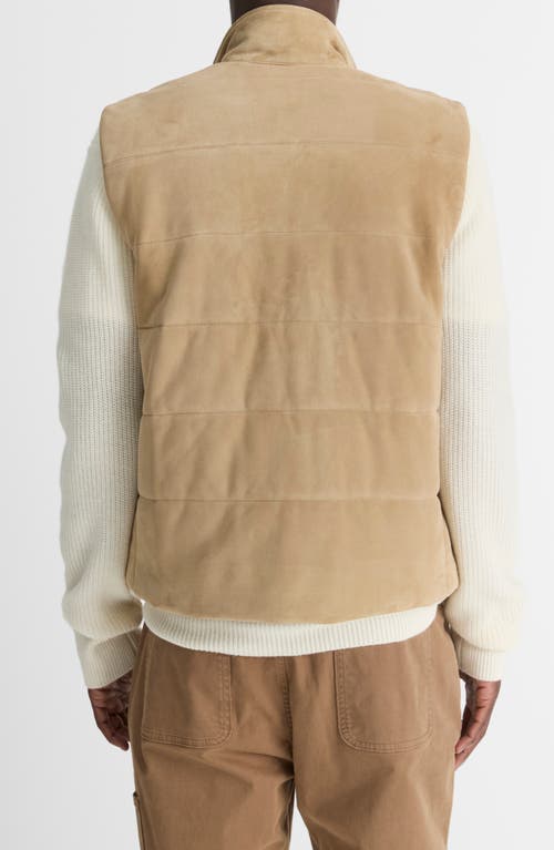 Shop Vince Suede Vest In Bristle Khaki/h Sheep