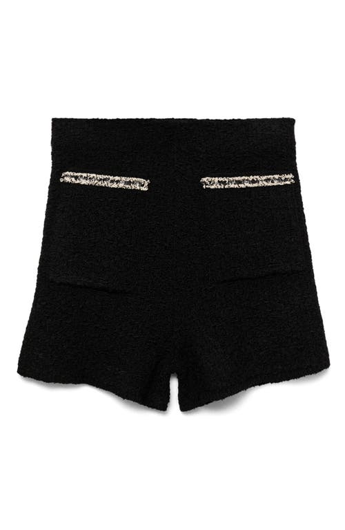 Mango Contrast Trim Knit Shorts In Black
