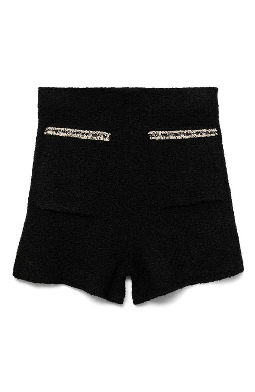 Shop Mango Contrast Trim Knit Shorts In Black