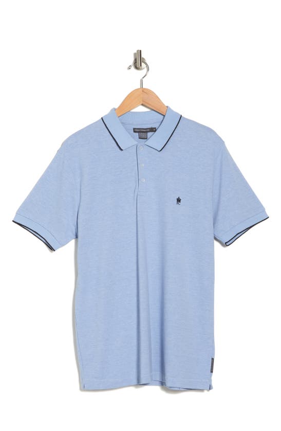 French Connection Tipped Pique Cotton Polo In Sky Mel