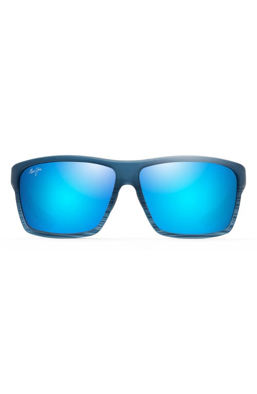 Maui Jim Alenuihaha 64mm Polarized Sport Sunglasses in Blue Black Stripe/Blue Hawaii at Nordstrom