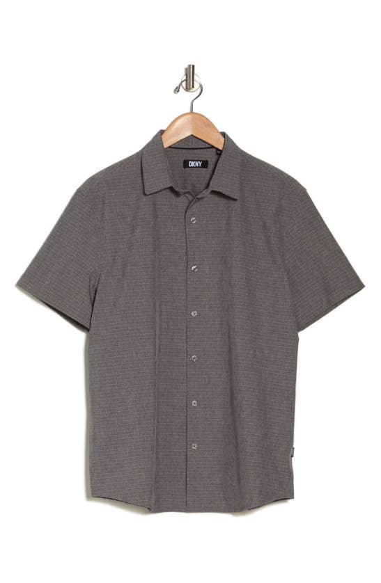 Shop Dkny Sportswear Ezra Short Sleeve Button-up Shirt In Grey