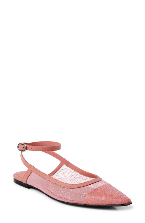 Free People Jules Glitter Mesh Pointed Toe Ankle Strap Flat In Cloud Pink