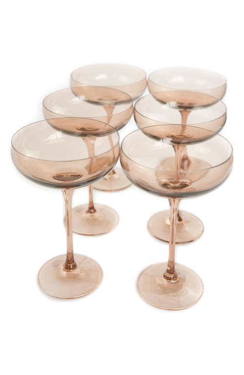 Estelle Colored Glass Set of 6 Stem Coupes in Amber Smoke at Nordstrom