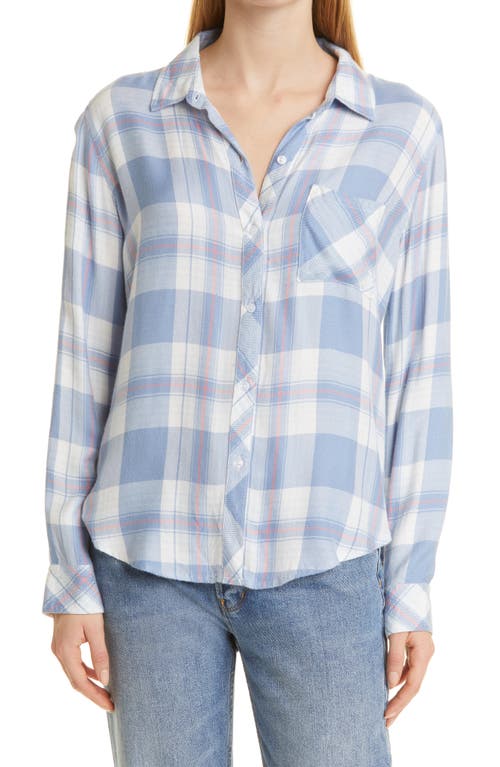 Women's Hunter Plaid Button-Up Shirt in Blue Lake Coral