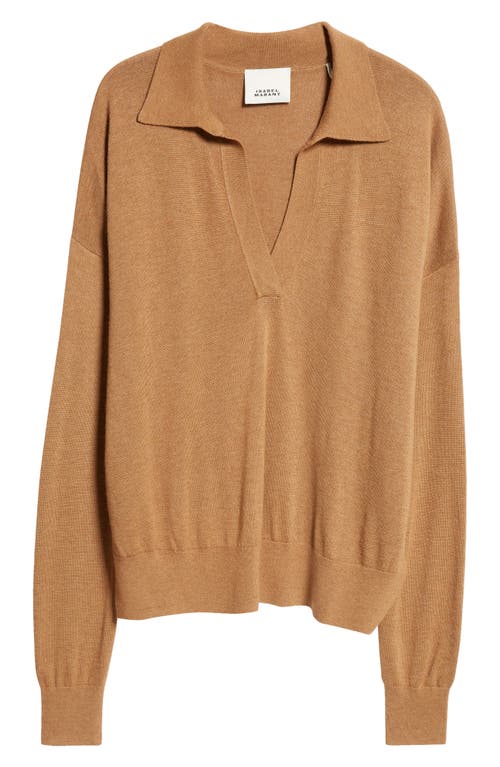 Shop Isabel Marant Galix Oversize Polo Sweater In Camel