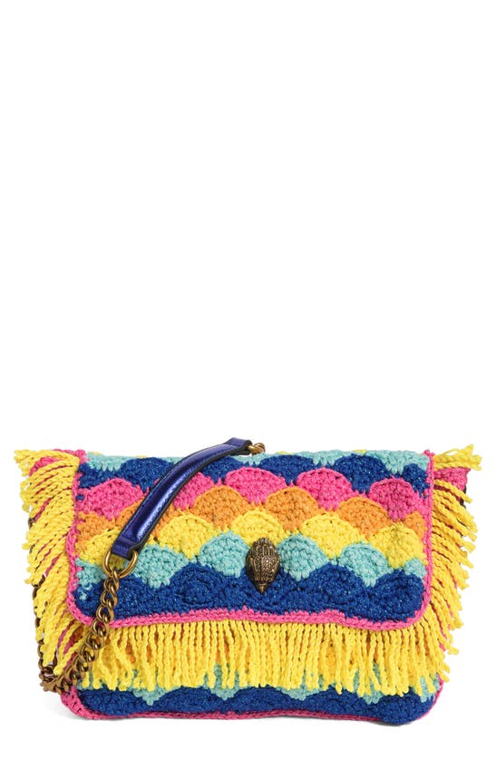 Shop Kurt Geiger Kensington Small Crochet Crossbody Bag In Pink Multi