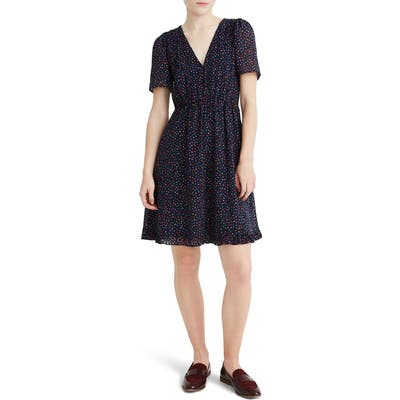 Madewell Sugar Dot Flutter Sleeve Dress, Blue