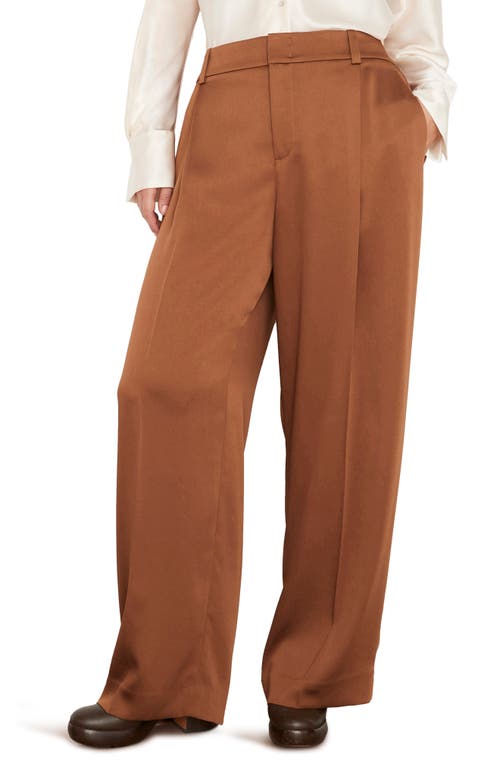 Vince Tailored Wide Leg Trousers In Tobacco