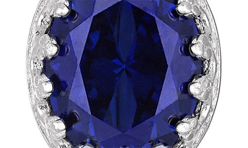 Fzn Sterling Silver Oval Stone Drop Earrings In Sapphire