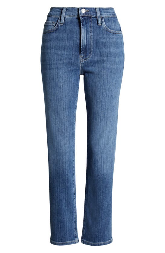 Frame Le High Ripped Straight Leg Jeans In Daphne Blue