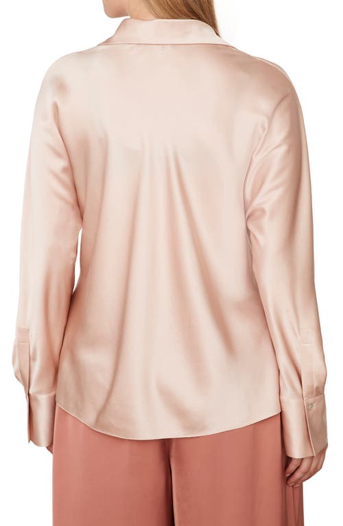 Shop Vince Fitted Silk Button-up Blouse In Light Rosa