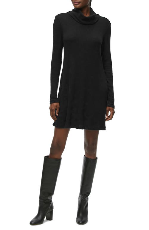 Michael Stars Hallie Long Sleeve Rib Cowl Neck Dress in Black
