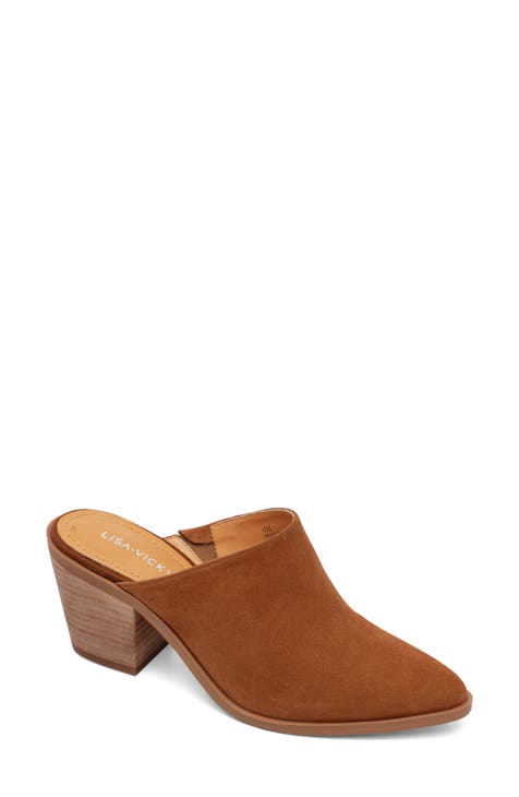 suede nude mules