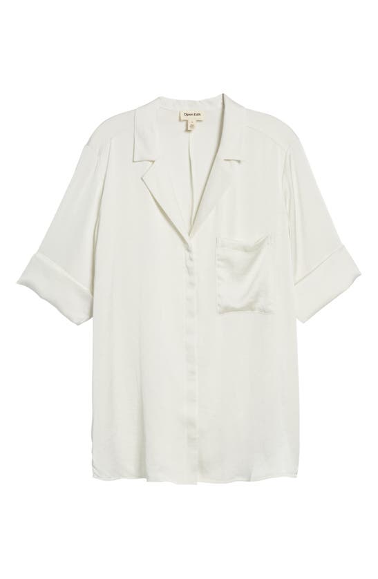 Open Edit Satin Camp Shirt In Ivory ModeSens