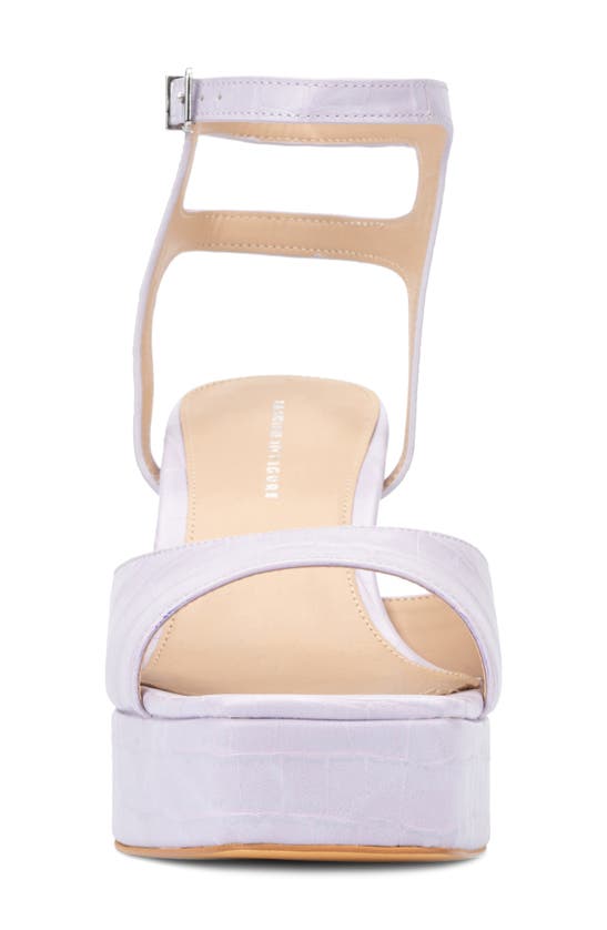 Fashion To Figure Hilari Croc Embossed Platform Heeled Sandal In Lavender