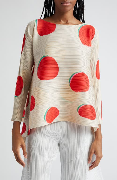 Bean Dots Pleated Top in Red
