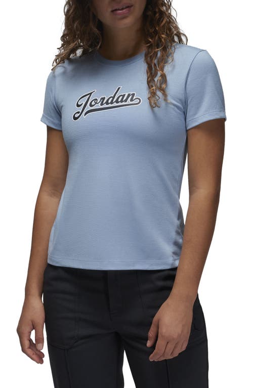 Shop Nike Jordan Slim Fit Graphic T-shirt In Blue Grey/off Noir